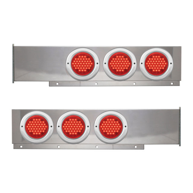 2 PIEZAS CR. BARRA DE LUZ TRASERA CON LUZ LED ROJA DE 4" Y LLANTA DE ACERO INOXIDABLE