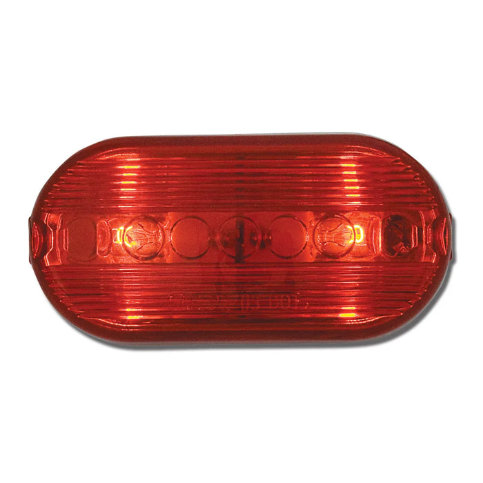 Brown Oblong Two-Bulb Marker Light RED W/WHITE BASE,RED W/CHROME BASE