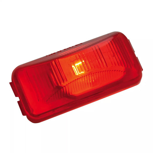 Firebrick Small Rectangular Single Bulb Sealed Marker Light (CHOOSE COLOR AND STYLE) MARKER LIGHT RED W/CHROME RAIL STYLE RIM,RED W/WHITE RAIL STYLE RIM,RED W/GROMMET,RED (LIGHT ONLY)