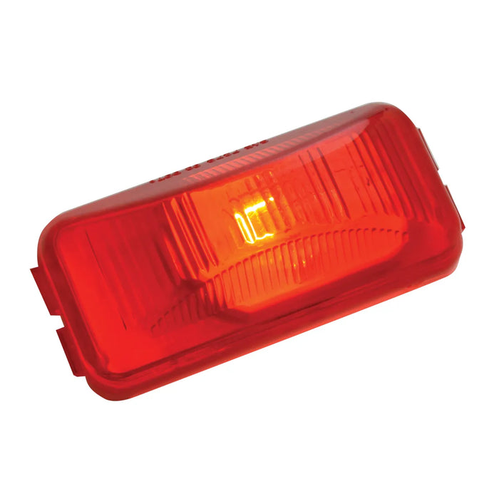 Firebrick Small Rectangular Single Bulb Sealed Marker Light (CHOOSE ONE) MARKER LIGHT RED W/CHROME RIM