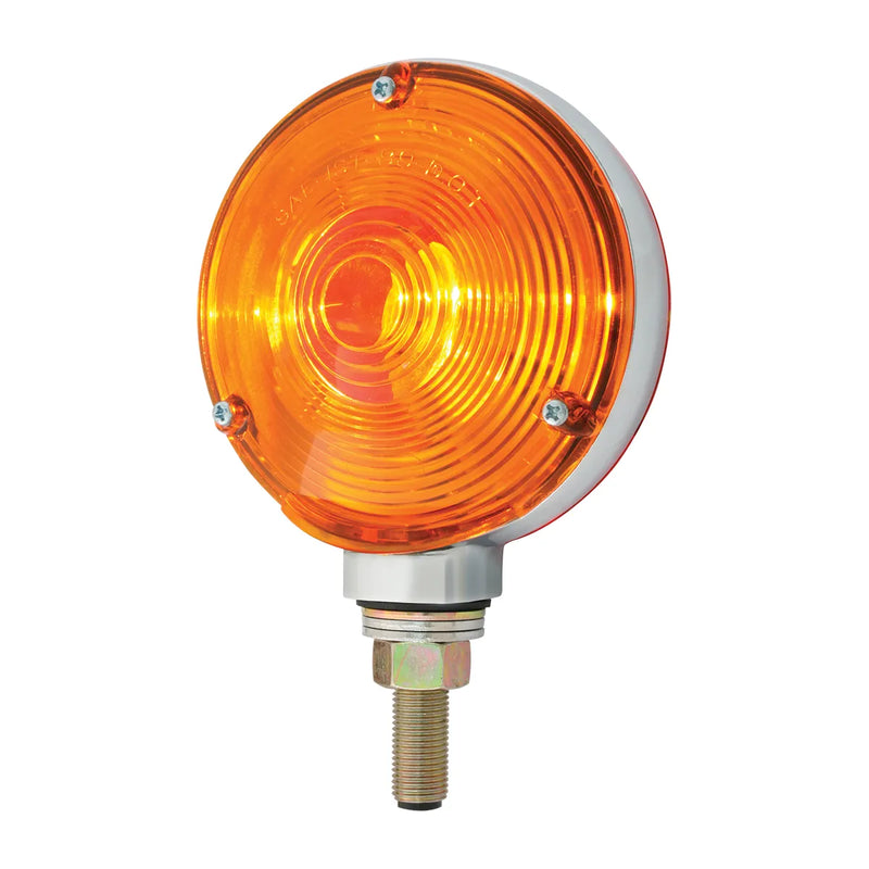 #80300  4" DOUBLE FACE 1157 PEDESTAL LIGHT W/2 WIRE, Chrome Housing 3 HOLE pedestal Chocolate