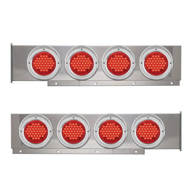2 PIEZAS CR. BARRA DE LUCES CON LED ROJO DE 4" Y BORDE DE PLÁSTICO CR. CON VISERA