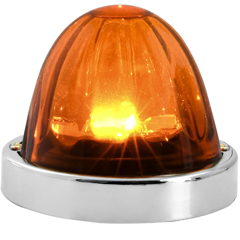 Super Star Watermelon (Glass Lens) Surface Mount LED Sealed Light With Bezel (CHOOSE COLOR) watermelon glass lens amber/dark amber,amber/light amber,red/red,amber/clear,red/clear,white/clear,blue/clear,green/clear Chocolate