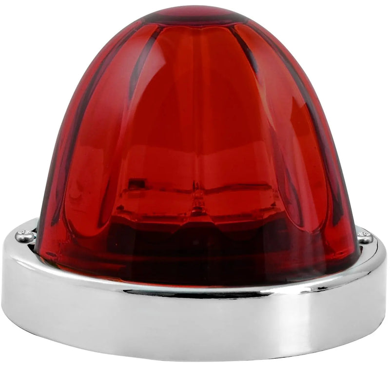 Super Star Watermelon (Glass Lens) Surface Mount LED Sealed Light With Bezel (CHOOSE COLOR) watermelon glass lens amber/dark amber,amber/light amber,red/red,amber/clear,red/clear,white/clear,blue/clear,green/clear Light Gray