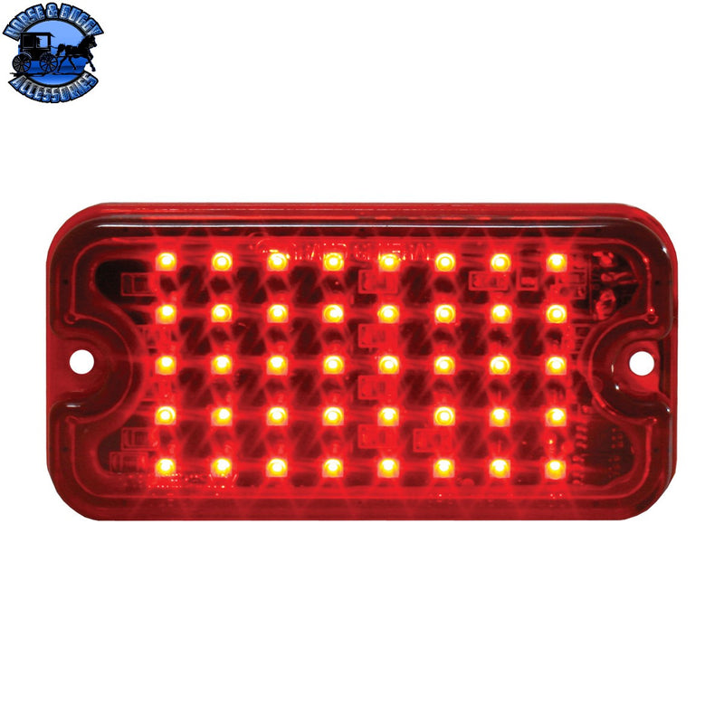 81747 SMALL RECT. RED/RED MULTI- STROBE, 40-LEDS, 8 FLASH PATT.