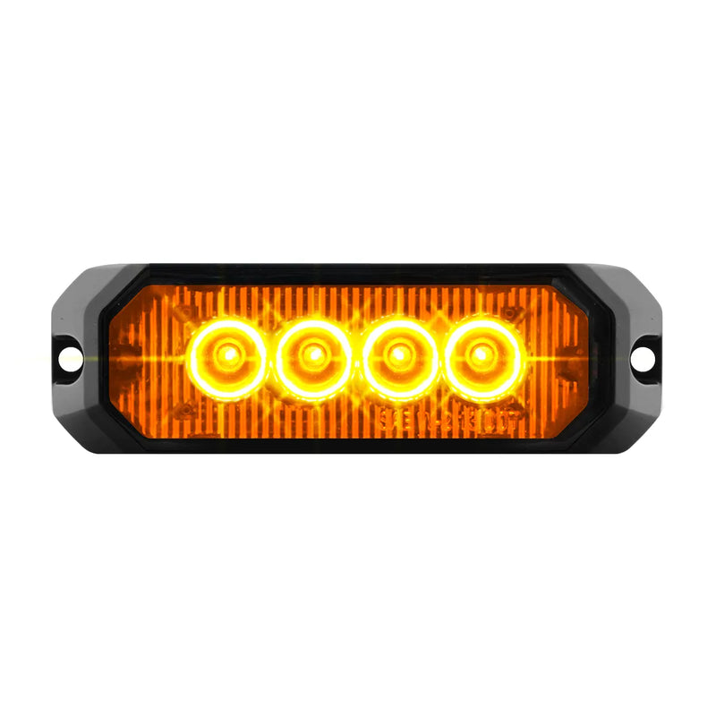4"  MEDIUM RECTANGULAR HIGH POWER LED STROBE LIGHT, AMBER/AMBER Black