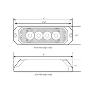 4"  MEDIUM RECTANGULAR HIGH POWER LED STROBE LIGHT, AMBER/AMBER Light Gray