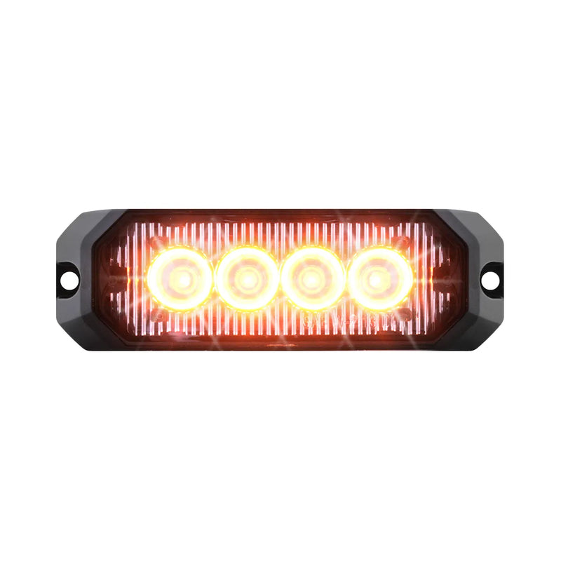 4" MEDIUM RECTANGULAR HIGH POWER LED STROBE LIGHT, AMBER/CLEAR Dark Slate Gray