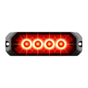 4" MEDIUM RECTANGULAR HIGH POWER LED STROBE LIGHT, RED/RED #81802 Black
