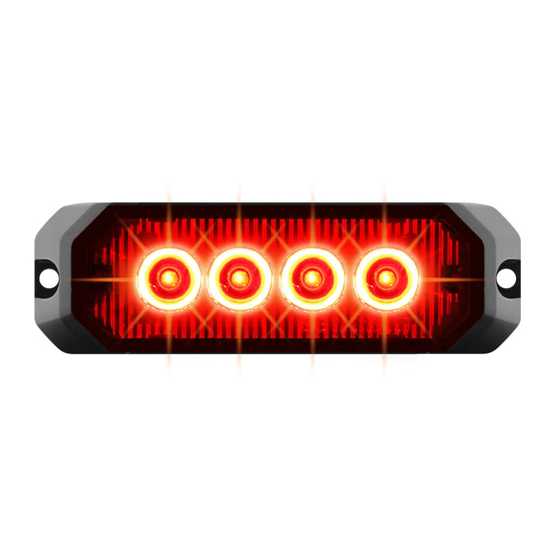 4" MEDIUM RECTANGULAR HIGH POWER LED STROBE LIGHT, RED/RED #81802 Black