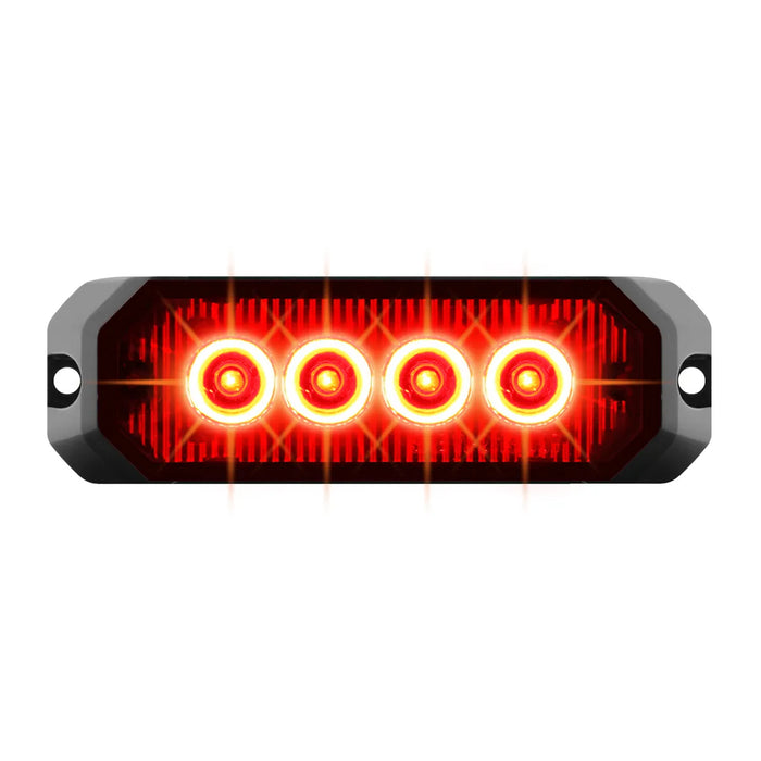 Black 4″ MEDIUM RECTANGULAR HIGH POWER LED STROBE LIGHT, RED/RED