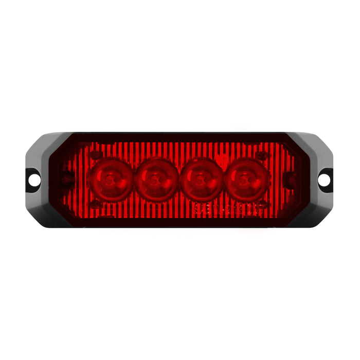 Black 4″ MEDIUM RECTANGULAR HIGH POWER LED STROBE LIGHT, RED/RED