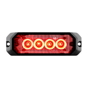 4" MEDIUM RECTANGULAR HIGH POWER LED STROBE LIGHT, RED/CLEAR Black