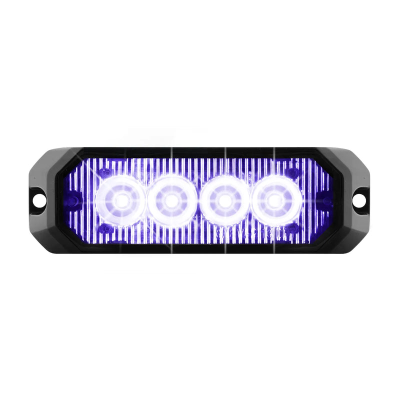 4"  MEDIUM RECTANGULAR HIGH POWER LED STROBE LIGHT, BLUE/CLEAR Lavender