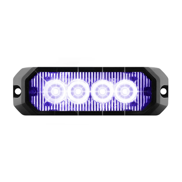 Lavender 4″ MEDIUM RECTANGULAR HIGH POWER LED STROBE LIGHT, BLUE/CLEAR