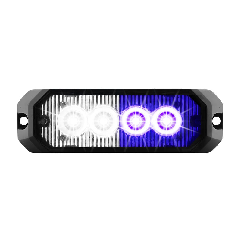 4" MEDIUM RECTANGULAR HIGH POWER LED STROBE LIGHT, BLUE & WHITE/CLEAR Lavender