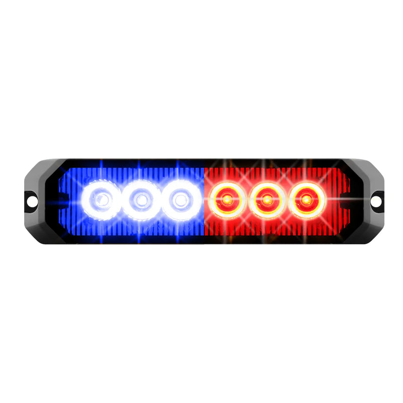 5"  MEDIUM RECTANGULAR HIGH POWER LED STROBE LIGHT, BLUE & RED/CLEAR Black