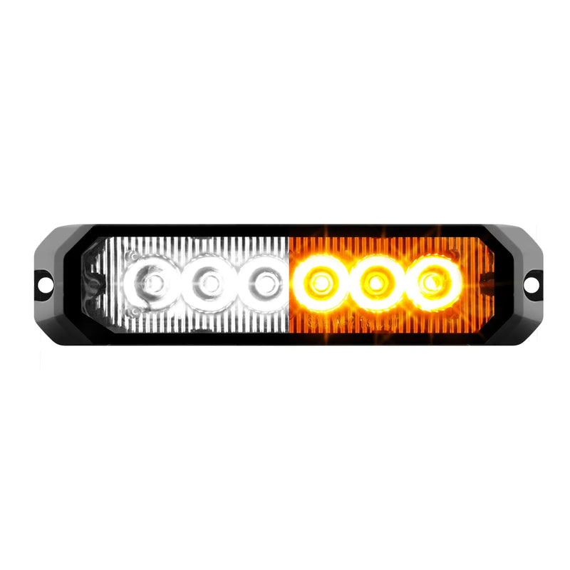 5" MEDIUM RECTANGULAR HIGH POWER LED STROBE LIGHT, WHITE & AMBER/CLEAR Black