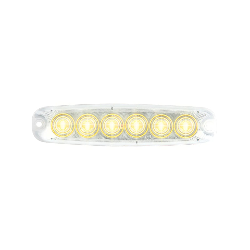 5-1/8" ULTRA THIN AMBER/CLEAR 6 LED STROBE LIGHT, ULTRA THIN LED LIGHT Antique White