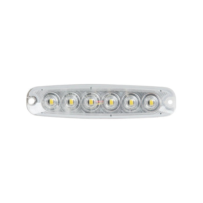 Light Gray 5-1/8" ULTRA THIN AMBER/CLEAR 6 LED STROBE LIGHT,