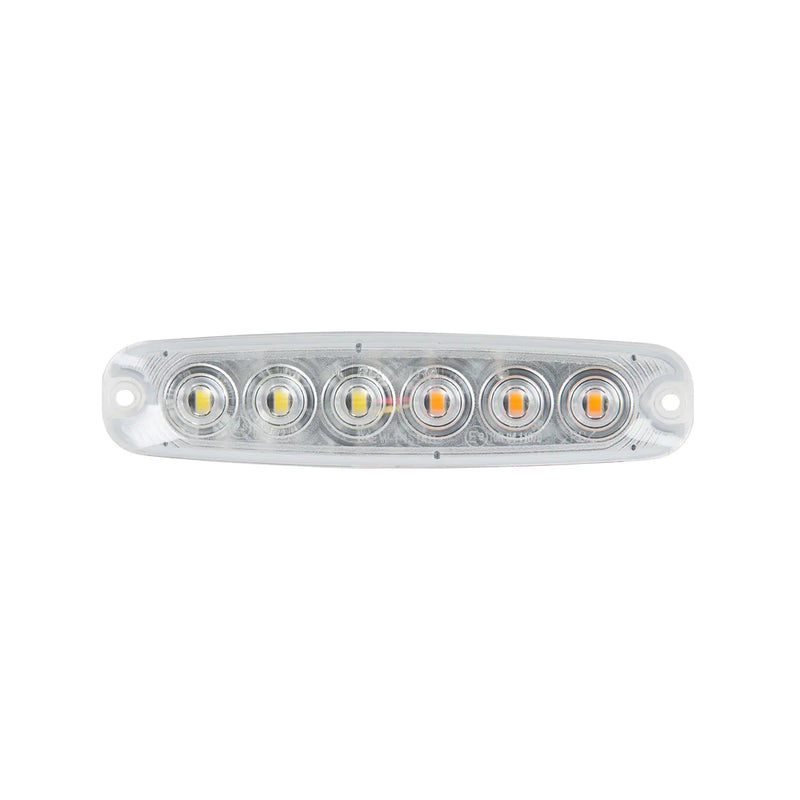 5-1/8" ULTRA THIN AMBER/WHITE 6 LED STROBE LIGHT, 14 MODES ULTRA THIN LED LIGHT Gray