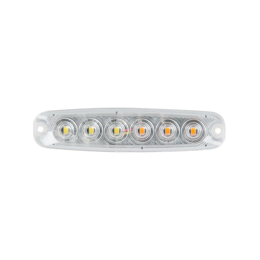 Gray 5-1/8" ULTRA THIN AMBER/WHITE 6 LED STROBE LIGHT, 14 MODES ULTRA THIN LED LIGHT