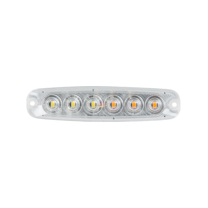 Gray 5-1/8" ULTRA THIN AMBER/WHITE 6 LED STROBE LIGHT, 14 MODES