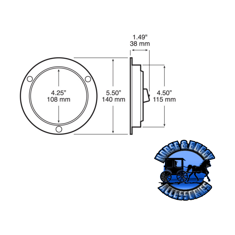 818C-9 4'' White LED Back-Up Light, Round, AMP Housing Flange-Mount Lavender