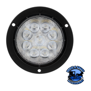 818C-9 4'' White LED Back-Up Light, Round, AMP Housing Flange-Mount Gray