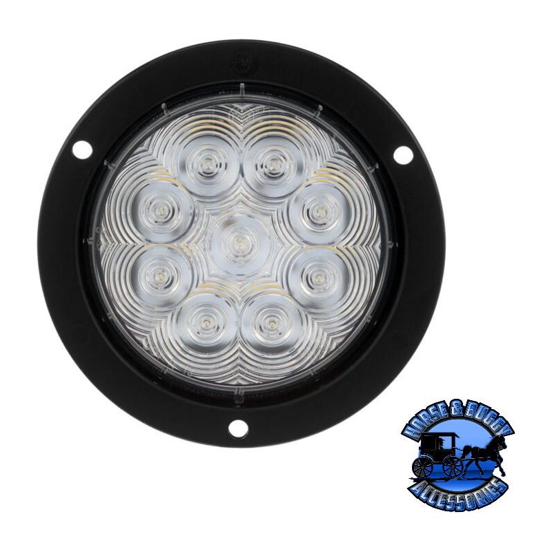 818C-9 4'' White LED Back-Up Light, Round, AMP Housing Flange-Mount Gray