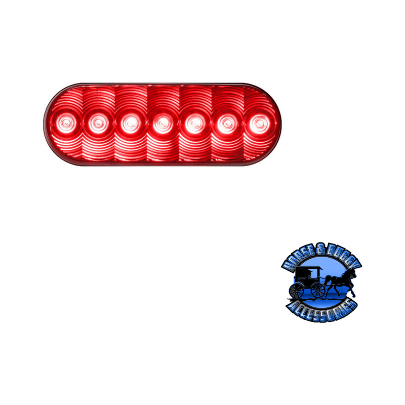 821R-7 6.5"x2.25" Red LED Stop/Turn/Tail, Oval, Grommet-Mount Firebrick