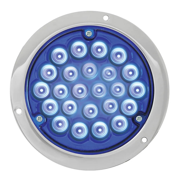 Gray 4″ Pearl LED Light with Housing  (choose color) 4" ROUND blue/blue (w/housing)