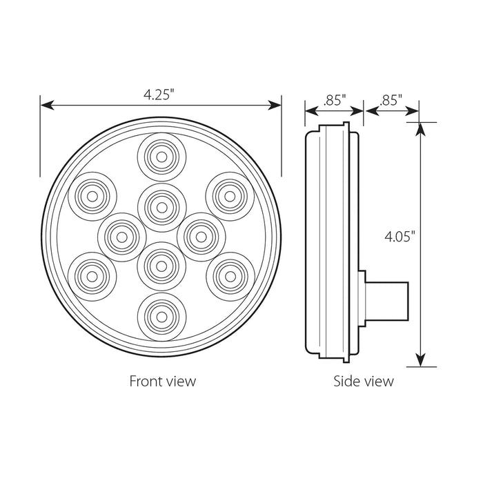 Light Gray 4" MEGA 10 PLUS GREEN 10 LED SEALED LIGHT 4" ROUND