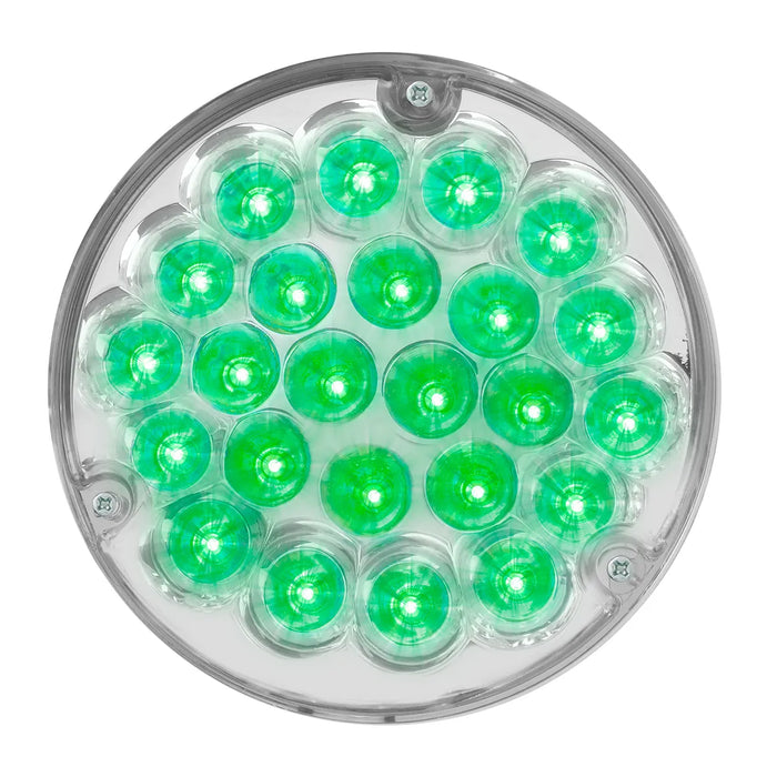 Gray 4″ Pearl LED Light with Housing  (choose color) 4" ROUND green/clear (light only),green/clear (w/housing)