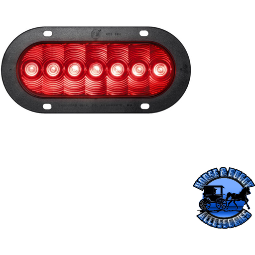 Dark Slate Gray 822R-7 7.88"x3.63" Red LED Stop/Turn/Tail, Oval, Flange-Mount