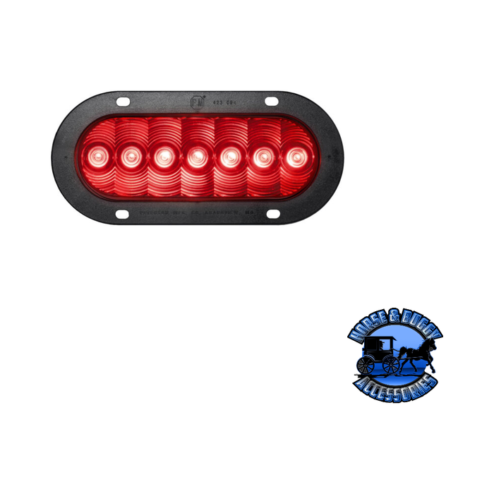 Dark Slate Gray 822R-7 7.88"x3.63" Red LED Stop/Turn/Tail, Oval, Flange-Mount