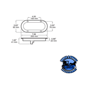 822R-7 7.88"x3.63" Red LED Stop/Turn/Tail, Oval, Flange-Mount Light Gray