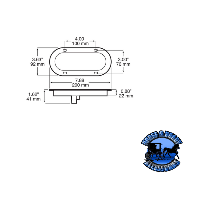 Light Gray 822R-7 7.88"x3.63" Red LED Stop/Turn/Tail, Oval, Flange-Mount