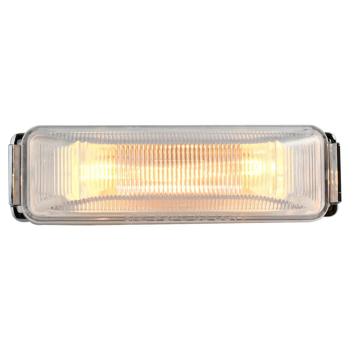 Wheat Medium Rectangular 2-Bulb Sealed Marker Light INCANDESCANT LIGHT CLEAR W/CHROME,CLEAR