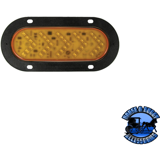 Dark Slate Gray 823QA 6.5"x2.25" Amber, Clear Lens LED Mid-Turn/ Side Marker, Oval, Sequential AMP Housing Flange-Mount