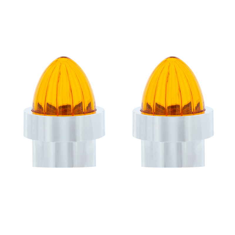 UP-86069 Watermelon Lens Bumper Guide Top With Chrome Base - Amber (2-Pack)