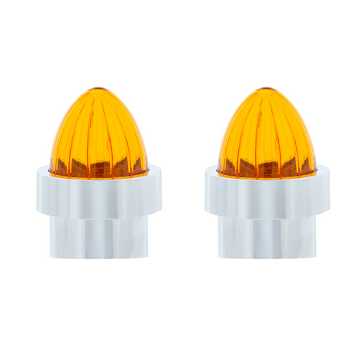 UP-86069 Watermelon Lens Bumper Guide Top With Chrome Base - Amber (2-Pack)