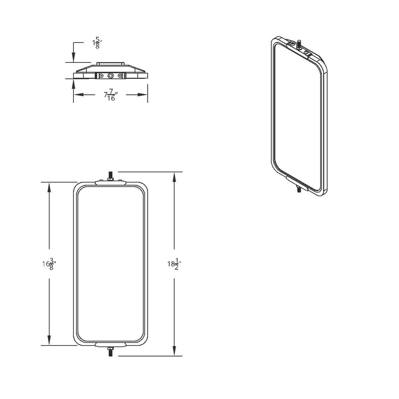 Espejo West Coast de acero inoxidable con 18 LED de 7" x 16" - calentado (a granel)