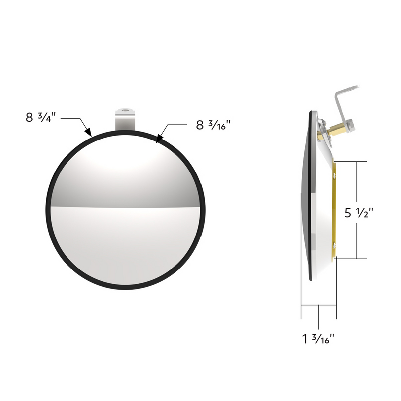 8-1/2" Stainless Steel Convex Mirror With LED - Driver
