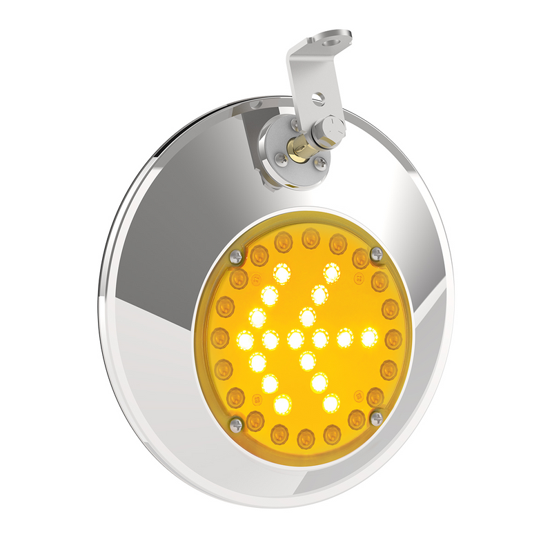 8-1/2" Stainless Steel Convex Mirror With LED - Passenger