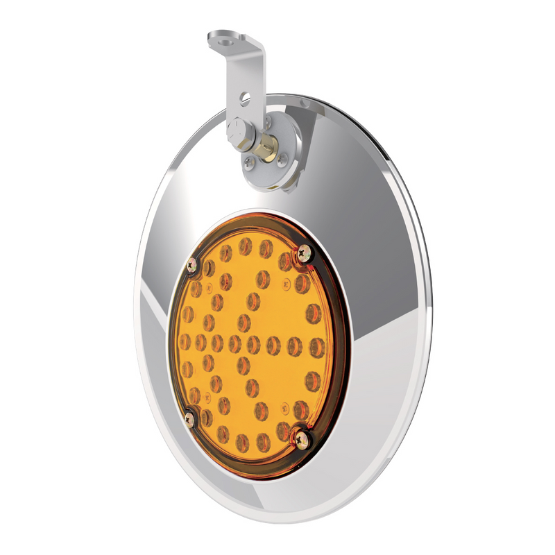 8-1/2" Stainless Steel Convex Mirror With LED - Passenger