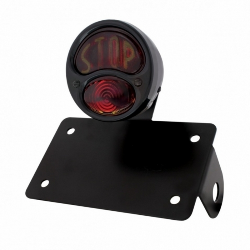 Conjunto de luz trasera estilo Ford STOP 1928 negro con soporte de montaje horizontal