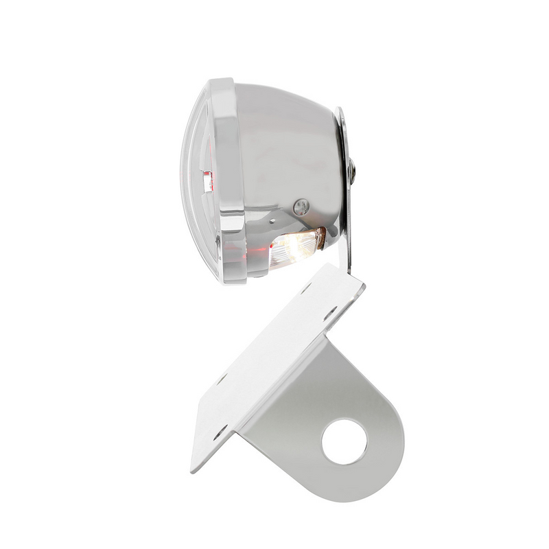 Motorcycle LED "Bobber" Style Horizontal Tail Light With Chrome Grille Bezel-Red Lens