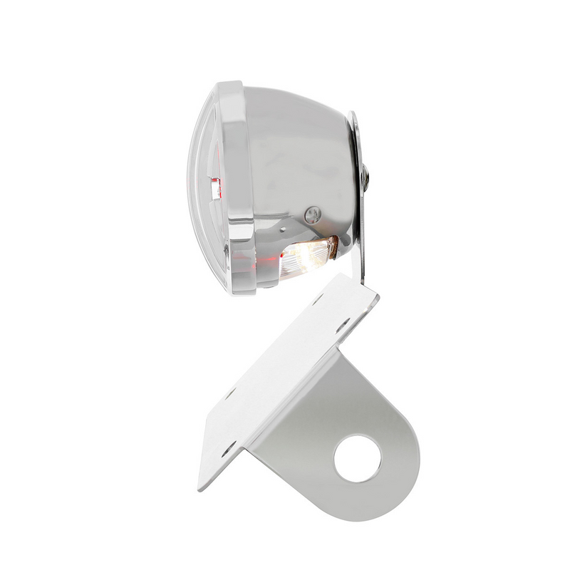 Motorcycle LED "Bobber" Style Horizontal Tail Light With Chrome Grille Bezel-Smoke Lens