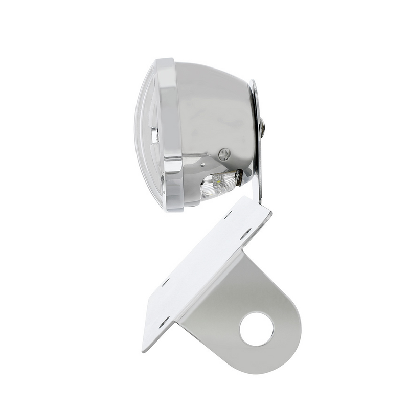 Motorcycle LED "Bobber" Style Horizontal Tail Light With Chrome Grille Bezel-Smoke Lens